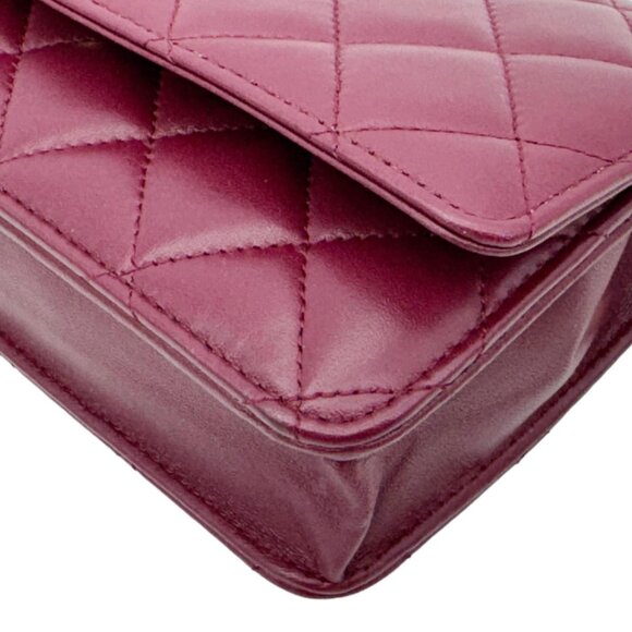 Chanel  Coco Hearts Quilted Leather Wallet On Chain WOC Burgundy - Picture 8 of 14